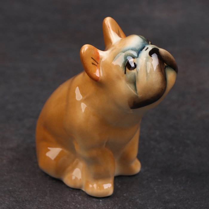 Статуэтка фарфоровая  Статуэтка фарфоровая "Французский Бульдог оранжевый", 8 см, авторская роспись