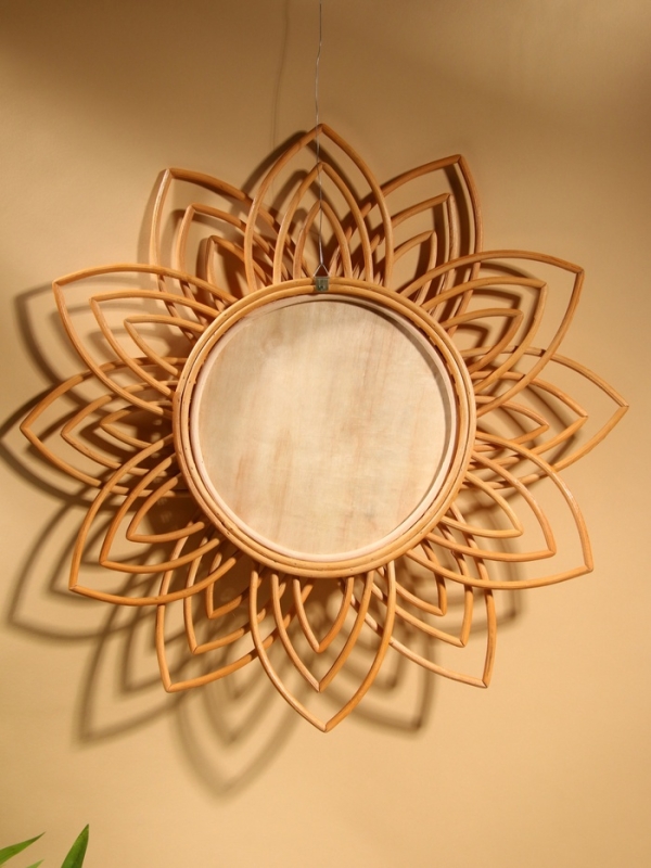 Зеркало настенное, 60х60х3 см, ротанг