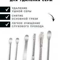 Набор для чистки ушей: кожаный чехол + 6 предметов