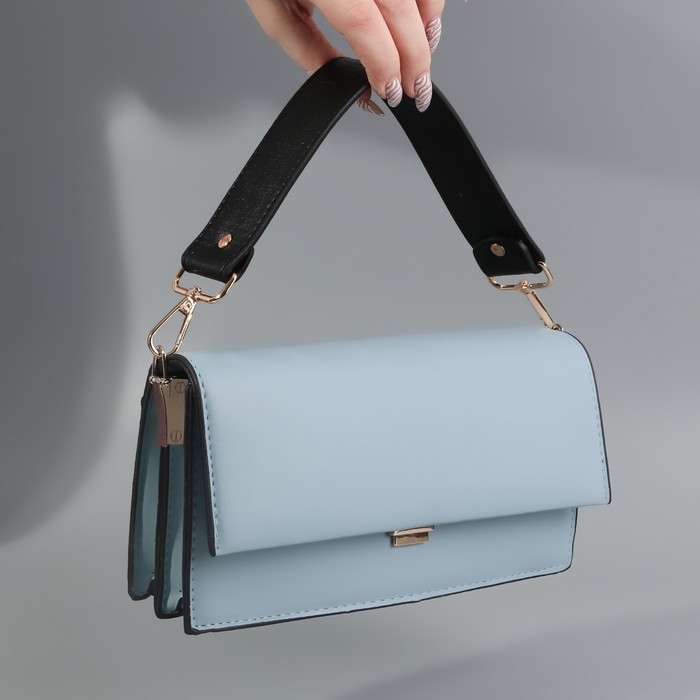 Ручка для сумки, с карабинами, 35 ± 1 см × 3,5 см, цвет чёрный/золотой Ручка для сумки, с карабинами, 35 ± 1 см × 3,5 см, цвет чёрный/золотой