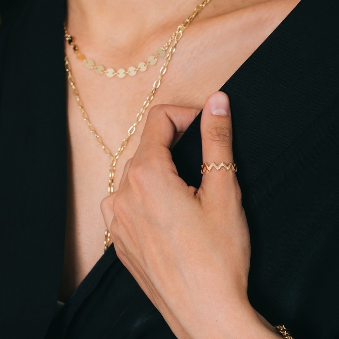 Кольцо «Зигзаг» тренд, цвет золото, безразмерное