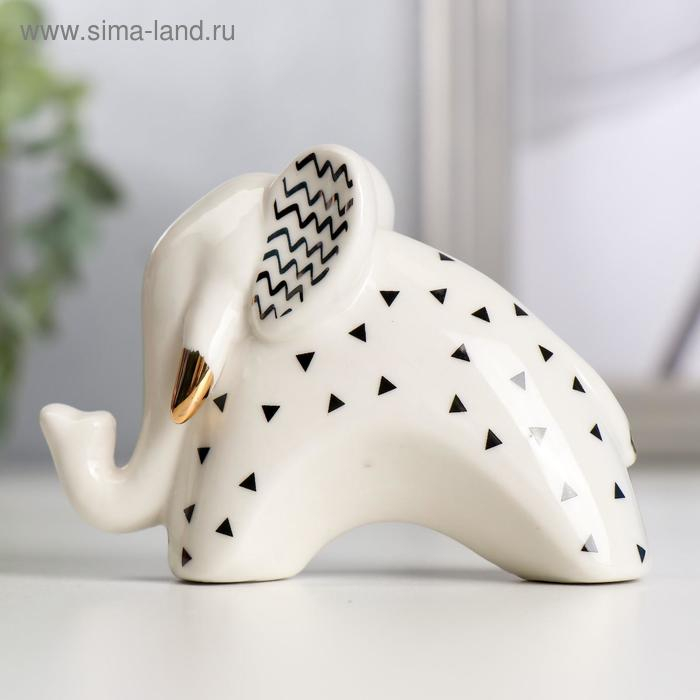 Сувенир керамика Сувенир керамика "Слонёнок с зигзагом на ушках" бело-чёрный с золотом 7х4,2х9,8 см