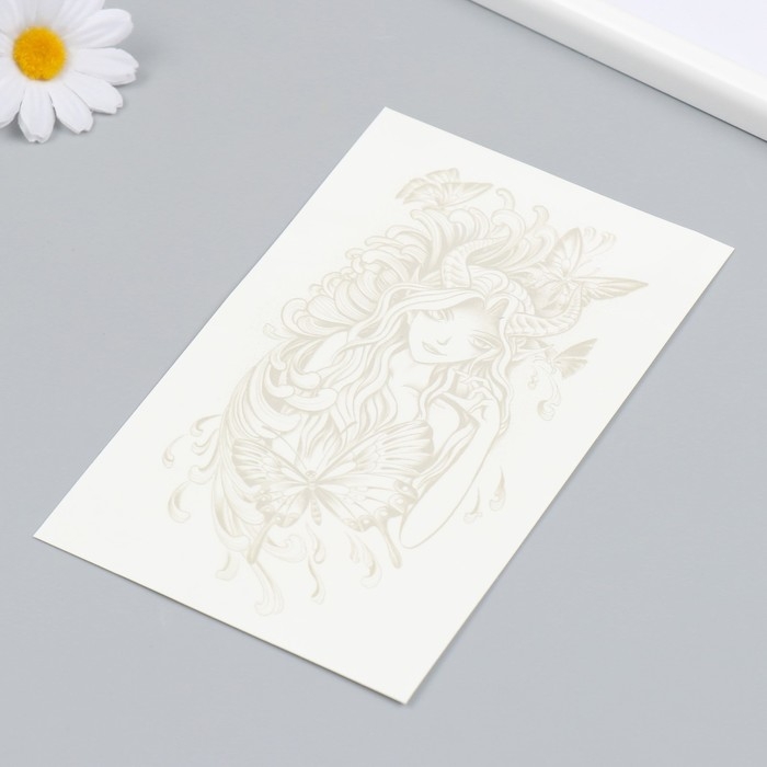 Татуировка на тело синяя Татуировка на тело синяя "Девушка с рожками" 18х11 см