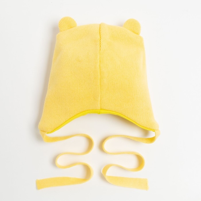 Шапка детская, цвет жёлтый/ушки, размер 50-54