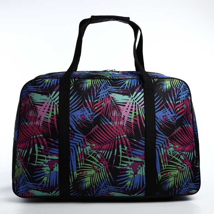 Сумка дорожная женская на молнии, 3 наружных кармана, цвет чёрный/разноцветный Сумка дорожная женская на молнии, 3 наружных кармана, цвет чёрный/разноцветный