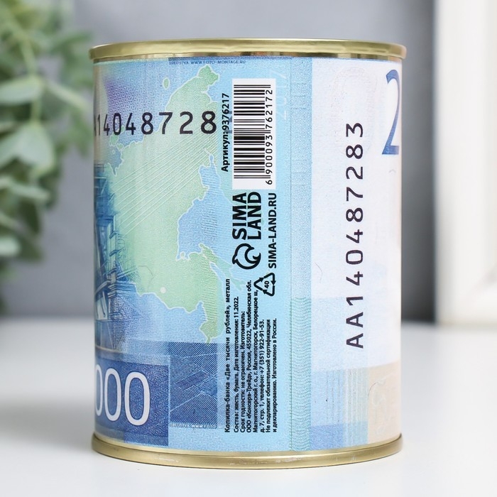 Копилка-банка металл Копилка-банка металл "Две Тысячи рублей"