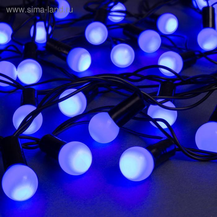 Гирлянда «Нить» 10 м с насадками «Шарики 1.5 см», IP44, тёмная нить, 100 LED, свечение синее, 8 режимов, 220 В Гирлянда «Нить» 10 м с насадками «Шарики 1.5 см», IP44, тёмная нить, 100 LED, свечение синее, 8 режимов, 220 В