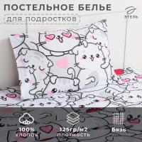 Постельное бельё Этель 1,5 сп "Sweet cats", 143х215 см, 150х214 см, 50х70 см -1 шт, 100% хлопок, бязь