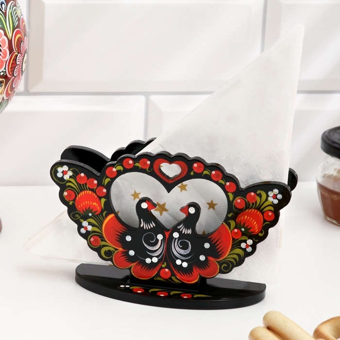 Салфетница «Голубь», 7 х 10 см, хохлома Салфетница «Голубь», 7 х 10 см, хохлома