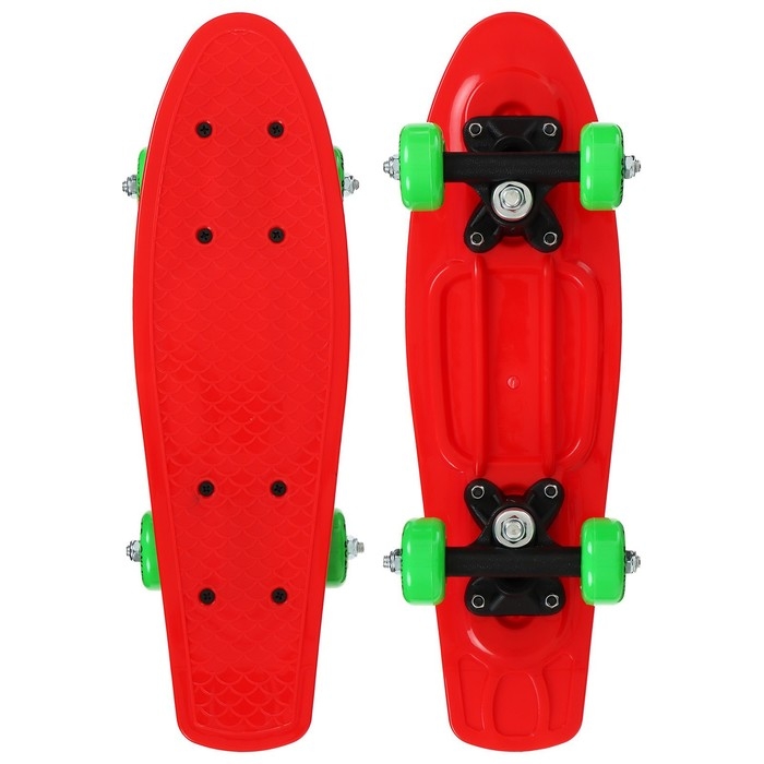 Пенниборд ONLYTOP, 42х12 см, колёса PVC 50 мм, пластиковая рама, цвет красный