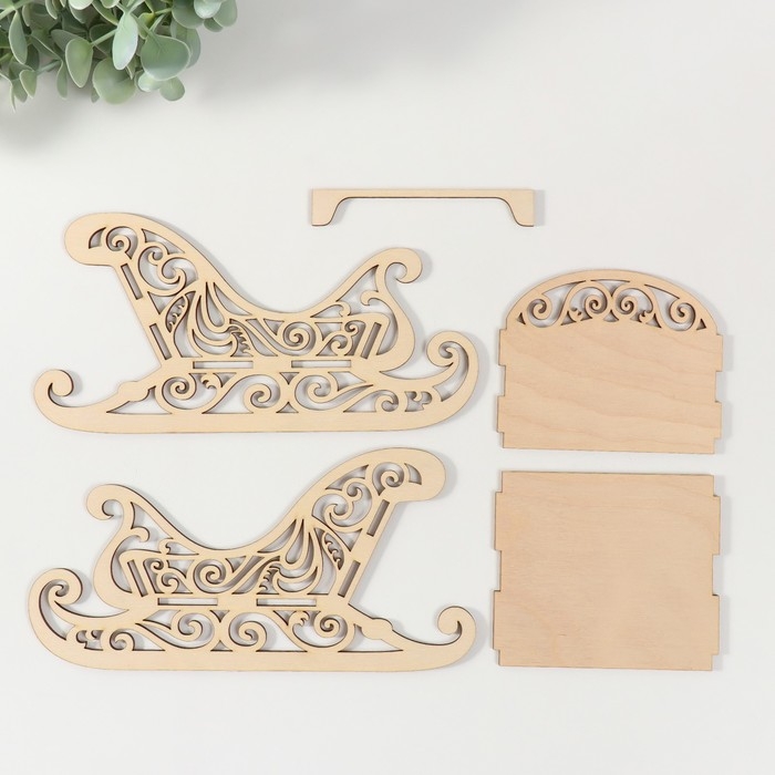 Шкатулка-сани  Шкатулка-сани "Узор" 21х10х10,5 см (набор 5 деталей)