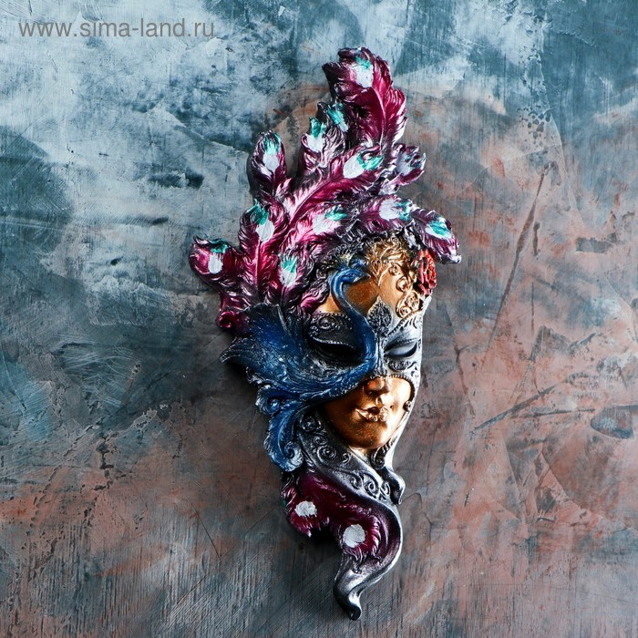 Венецианская маска Венецианская маска "Павлин" цветной, 35см