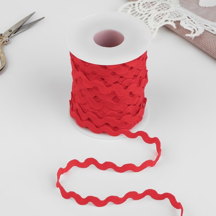 Тесьма отделочная «Вьюнчик», 5 мм, 27 ± 1 м, цвет красный Тесьма отделочная «Вьюнчик», 5 мм, 27 ± 1 м, цвет красный