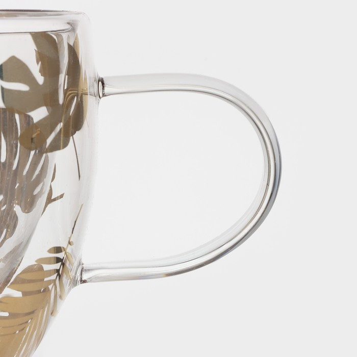 Кружка стеклянная с двойными стенками Magistro &laquo;Дуо. Тропики&raquo;, 160 мл, 12,5&times;9&times;7,5 см