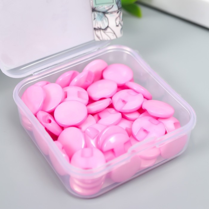 Пуговицы пластик на полуножке Пуговицы пластик на полуножке "Кругляш розовый" 1,3х1,3 см набор 50 шт 2х5,5х5,5 см