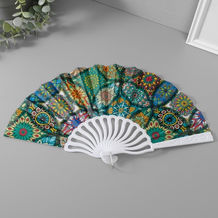 Веер пластик, текстиль  Веер пластик, текстиль "Восточный орнамент" МИКС 23 см