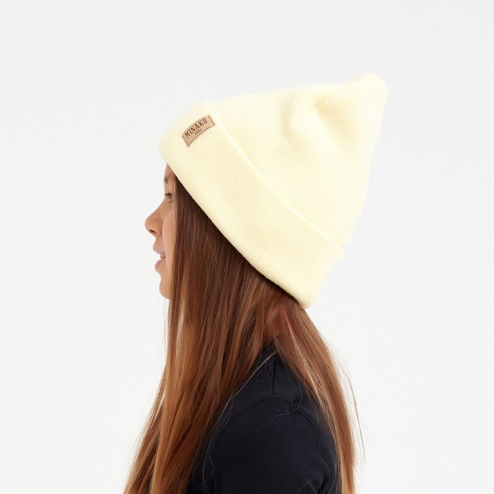 Шапка детская MINAKU с отворотом р-р 52-56, цв.экрю Шапка детская MINAKU с отворотом р-р 52-56, цв.экрю