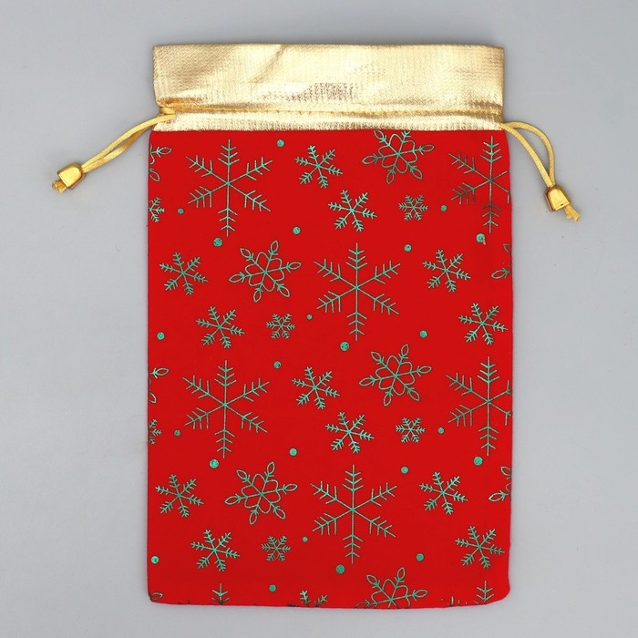 Мешочек подарочный замша «Тепла и Уюта», снежинки, тиснение, 16 х 24 см +/- 1.5 см, Новый год Мешочек подарочный замша «Тепла и Уюта», снежинки, тиснение, 16 х 24 см +/- 1.5 см, Новый год