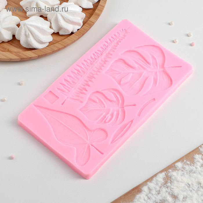 Молд Доляна «Тропические листья», силикон, 20,7×12 см, цвет розовый Молд Доляна «Тропические листья», силикон, 20,7×12 см, цвет розовый