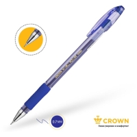 Ручка гелевая Crown HJR-500RNB, чернила синие, узел 0.7 мм, резиновый упор