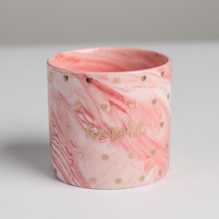 Горшок для цветов керамический с тиснением, кашпо «Сердца», 8 х 7,5 см Горшок для цветов керамический с тиснением, кашпо «Сердца», 8 х 7,5 см