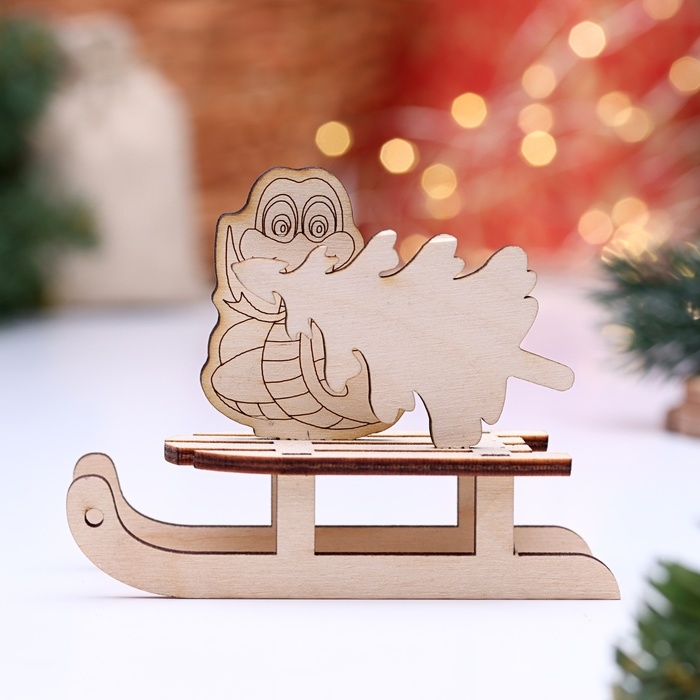 Новый год. Сувенир символ года санки Новый год. Сувенир символ года санки "Змея с ёлочкой", вид 3, 10,5 х 4,7 х 7,8 см