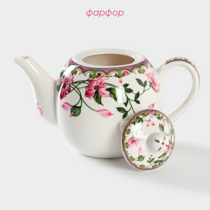 Чайник фарфоровый заварочный Доляна «Бланко», 800 мл, цвет белый Чайник фарфоровый заварочный Доляна «Бланко», 800 мл, цвет белый