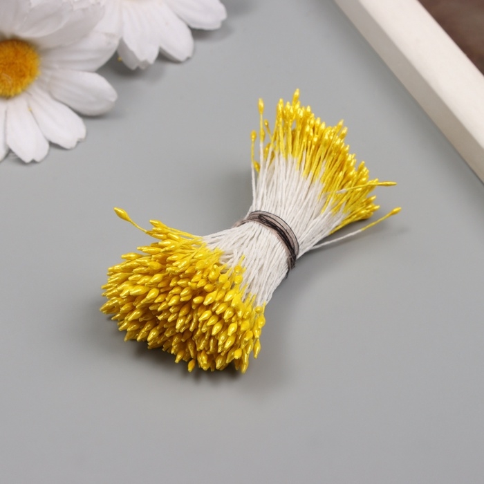 Тычинки для искусственных цветов глянец "Рисинки" светло-жёлтые набор 360 шт длина 6 см