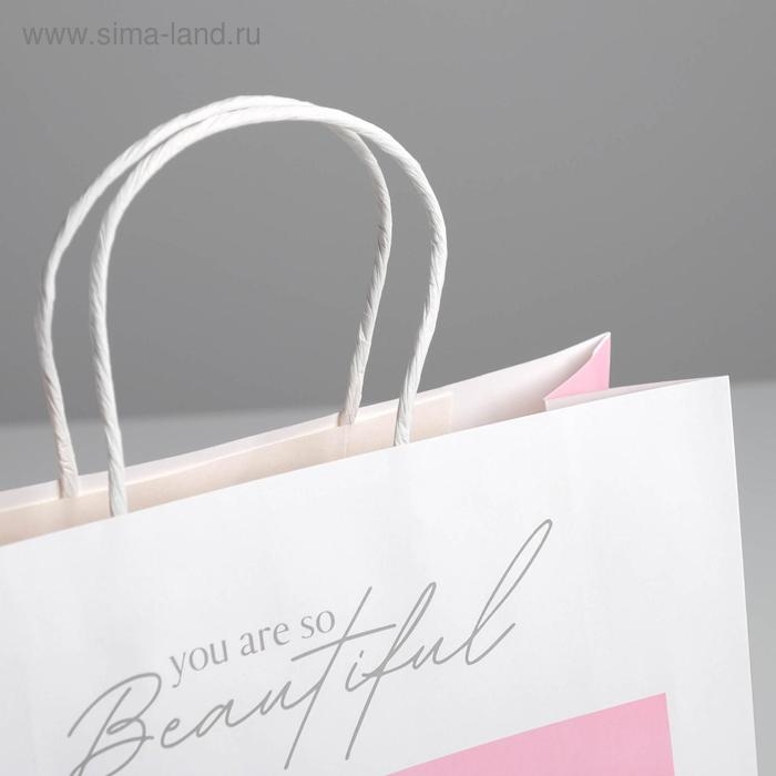 Пакет подарочный крафтовый, упаковка, You are so beautiful, 26 х 30 х 11,5 см