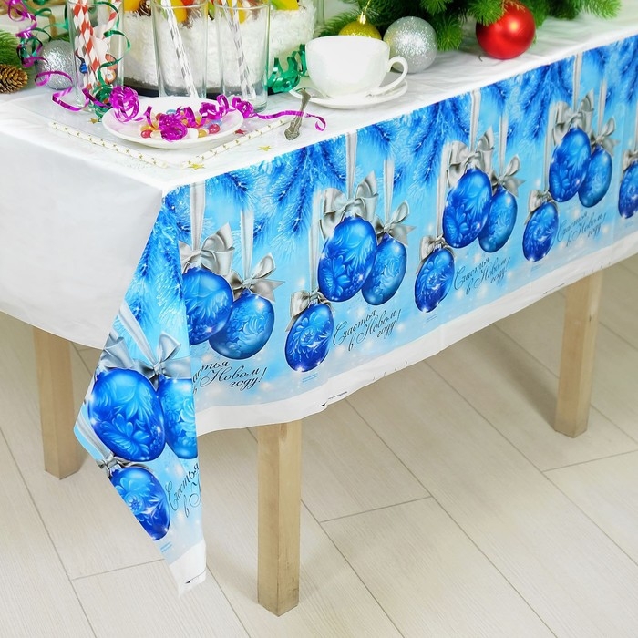 Cкатерть новогодняя «Счастья в Новом Году!», шарики, 182 х137 см. Cкатерть новогодняя «Счастья в Новом Году!», шарики, 182 х137 см.