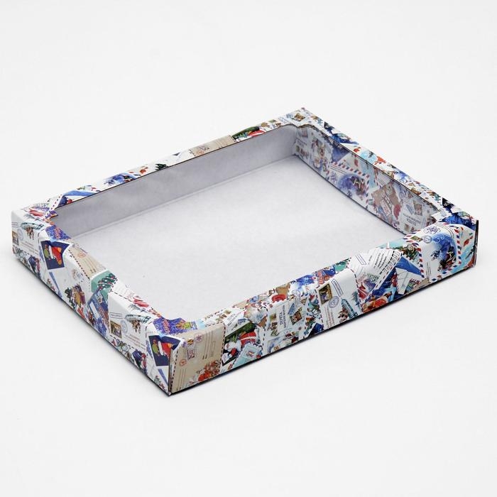 Коробка сборная крышка-дно с окном, Коробка сборная крышка-дно с окном, "Новогодняя почта", 26 х 21 х 4 см. Новый год