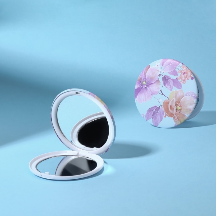 Зеркало складное «Цветы», d = 7,5 см, цвет фиолетовый Зеркало складное «Цветы», d = 7,5 см, цвет фиолетовый