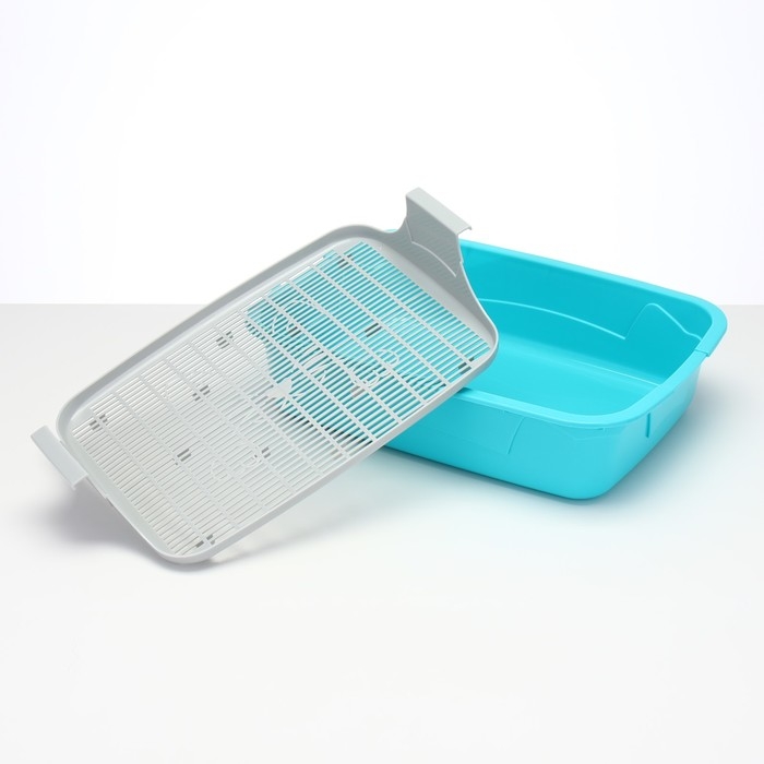 Туалет с сеткой,  45х34х15 см,  серый/бирюзовый Туалет с сеткой,  45х34х15 см,  серый/бирюзовый