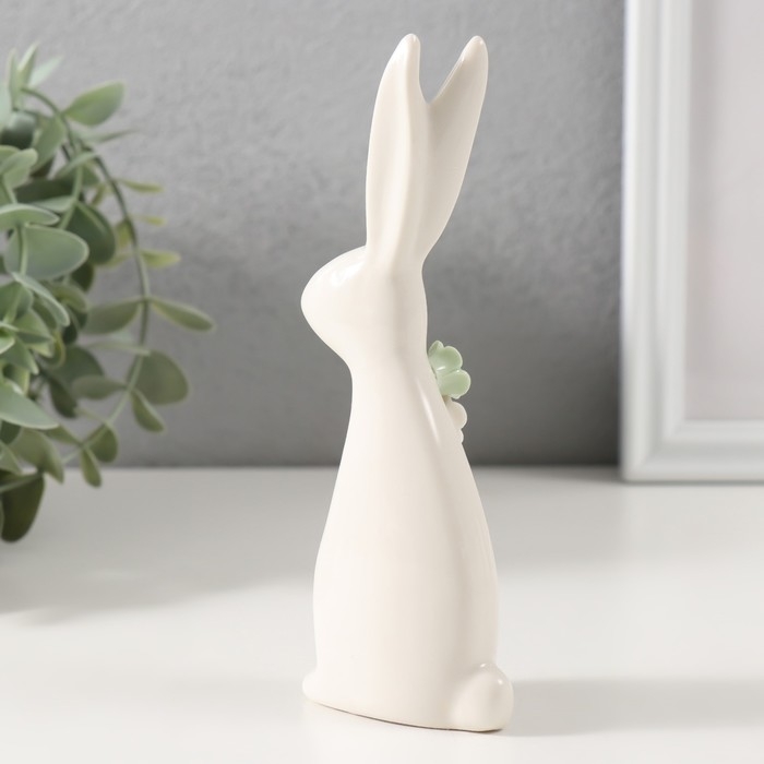 Сувенир керамика Сувенир керамика "Зайчик белый с цветочками" 6х2,8х15 см