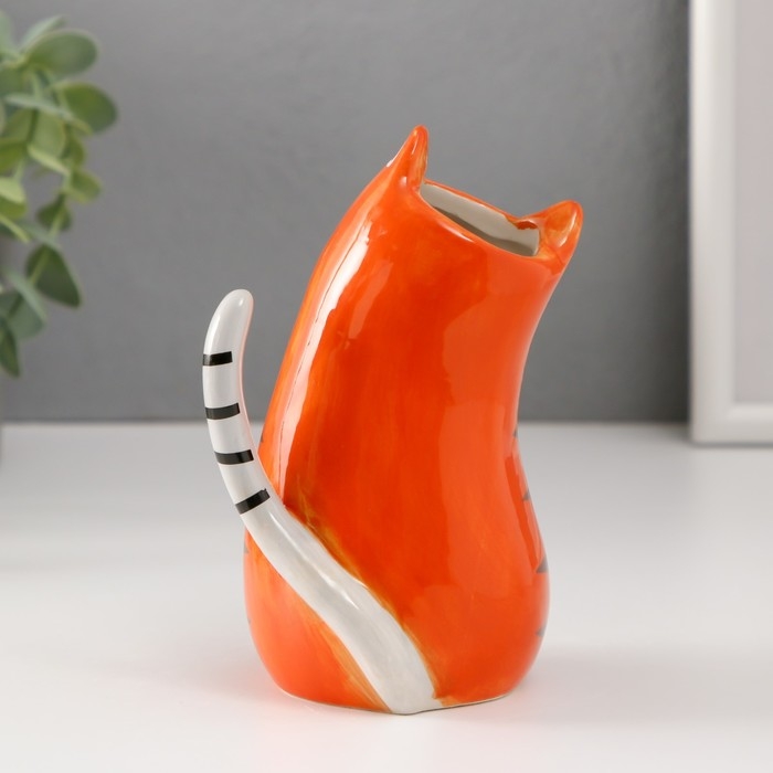Ваза керамика Ваза керамика "Рыжий котик с бантиком" 8,7х7,7х13,5 см