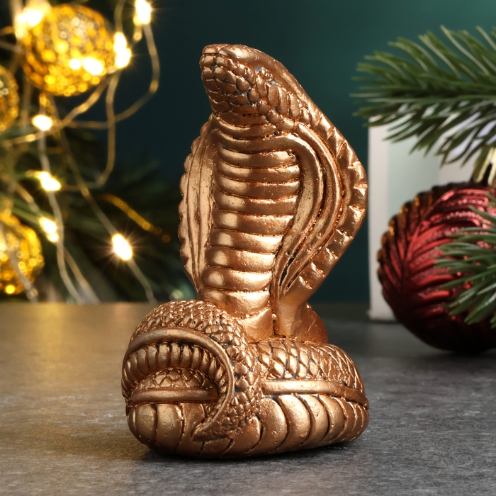 Фигура Фигура "Змея Кобра малая" состаренная бронза, 6х4х4см