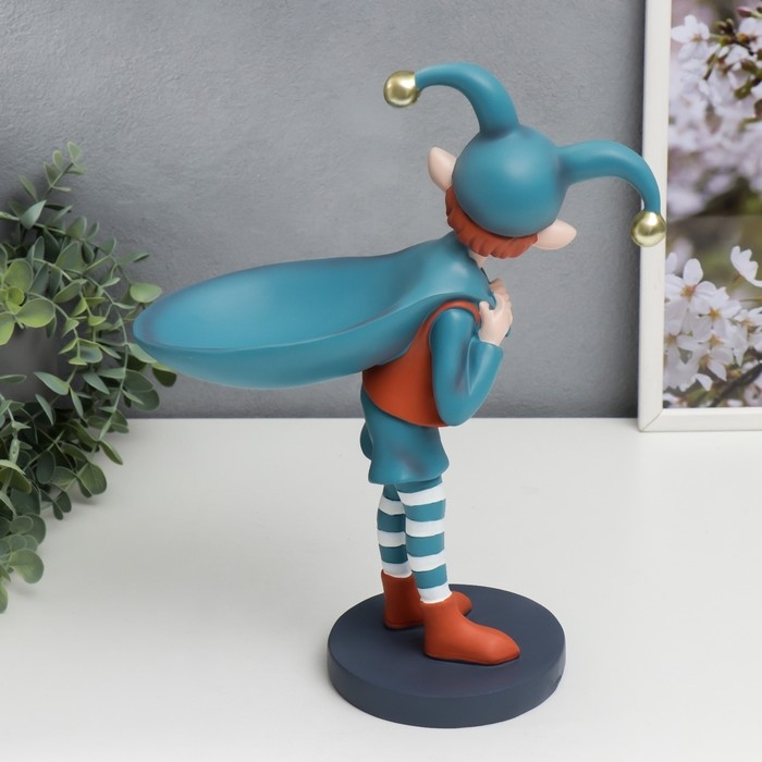 Сувенир полистоун подставка  Сувенир полистоун подставка "Малыш-скоморох с мешком" оранжево-голубой 33х12,5х25,5 см