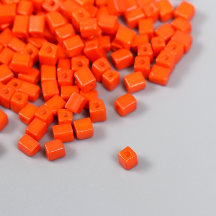 Бисер кубический стекло 4х4 мм  Бисер кубический стекло 4х4 мм "Яркость. Апельсин" набор 20 гр