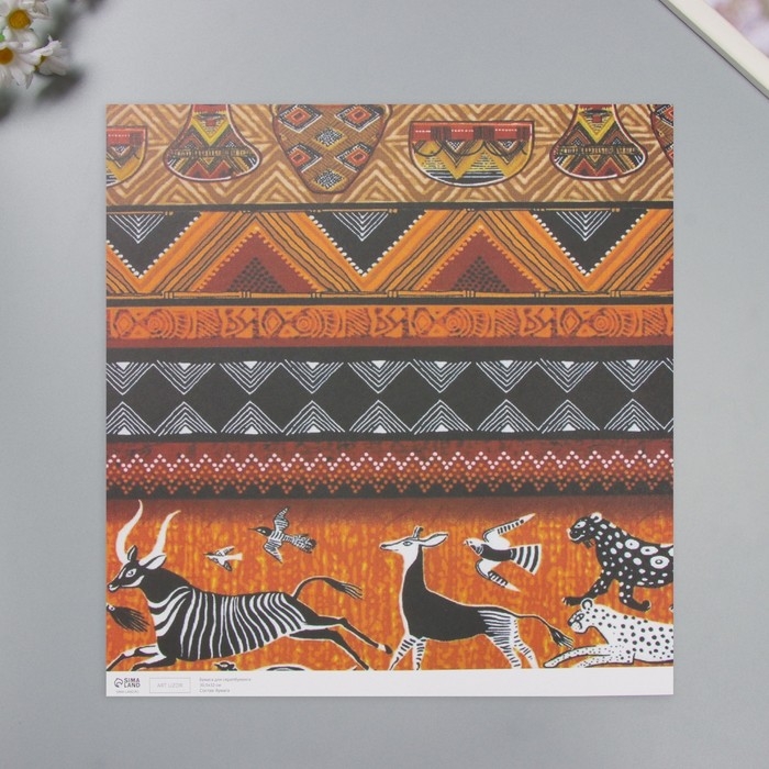 Бумага для скрапбукинга Бумага для скрапбукинга "Африка" плотность 180 гр набор 5 шт 30,5х32 см