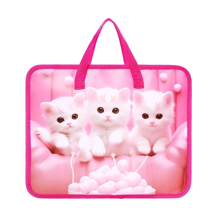 Папка с ручками пластиковая, А4, Белые котята Папка с ручками пластиковая, А4, Белые котята