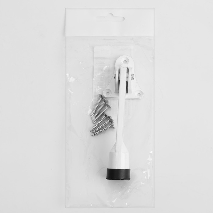 Фиксатор дверной Фиксатор дверной "АЛЛЮР" КН-130 WW, "козья ножка", белый