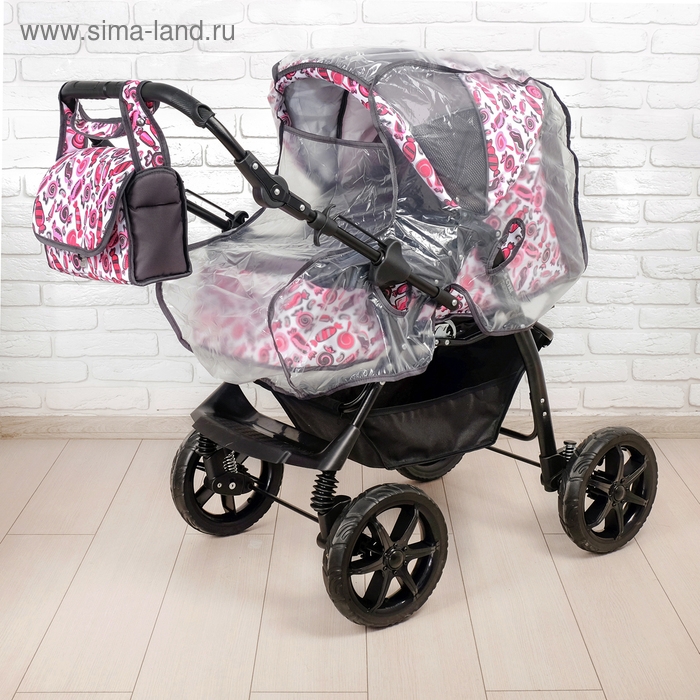 Коляска-трансформер «Гном», пластиковые колёса, оттенки розового, рисунок МИКС Коляска-трансформер «Гном», пластиковые колёса, оттенки розового, рисунок МИКС
