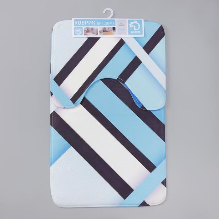 Набор ковриков для ванной и туалета Доляна «Полосатый», 2 шт: 40×50, 50×80 см Набор ковриков для ванной и туалета Доляна «Полосатый», 2 шт: 40×50, 50×80 см