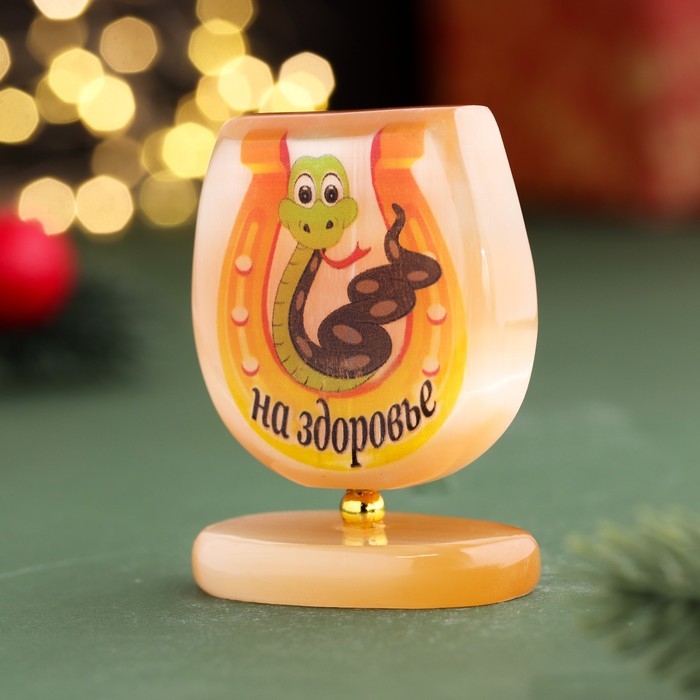 Новый год. Сувенир Новый год. Сувенир "На здоровье 2025", подкова на подставке, селенит, 2,5х4,5х6 см