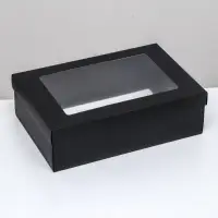 Коробка подарочная складная, упаковка, &laquo;Чёрная&raquo;, с окном 30&times;20&times;9 см