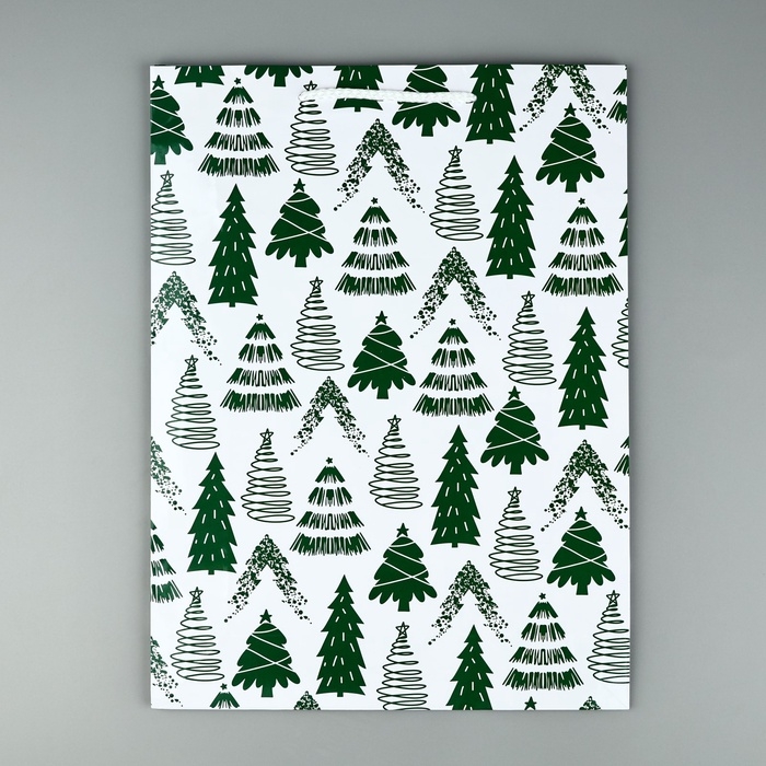 Пакет подарочный новогодний ламинированный «Ёлочки», L 28 х 38 х 9 см Пакет подарочный новогодний ламинированный «Ёлочки», L 28 х 38 х 9 см