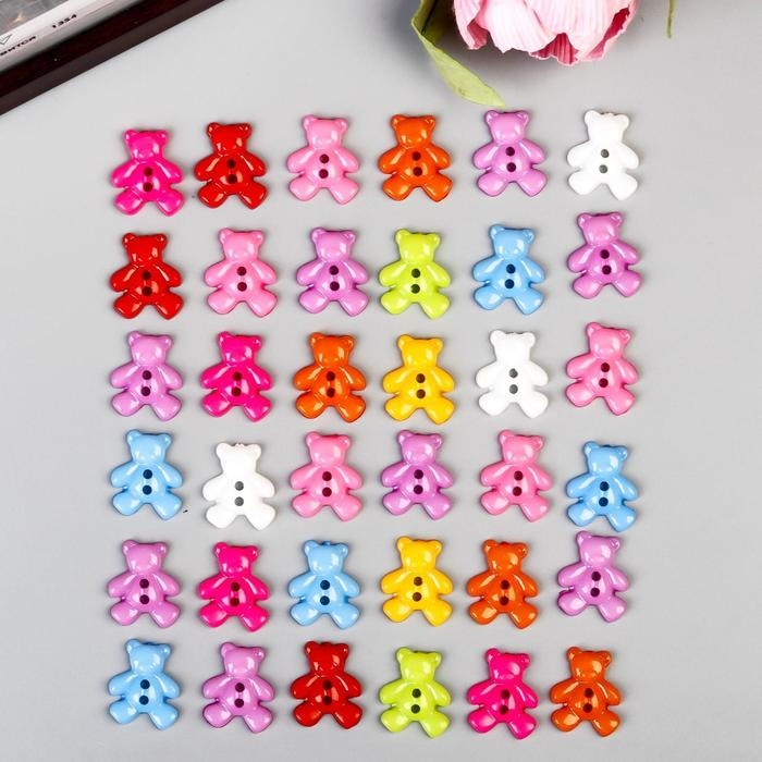 Пуговицы пластик для творчества 2 прокола Пуговицы пластик для творчества 2 прокола "Мишки" набор 36 шт 1,6х1,9 см