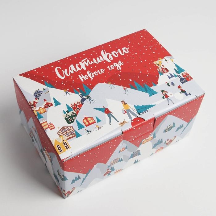 Коробка подарочная новогодняя складная «Зимний город», 22 х 15 х 10 см, Новый год Коробка подарочная новогодняя складная «Зимний город», 22 х 15 х 10 см, Новый год