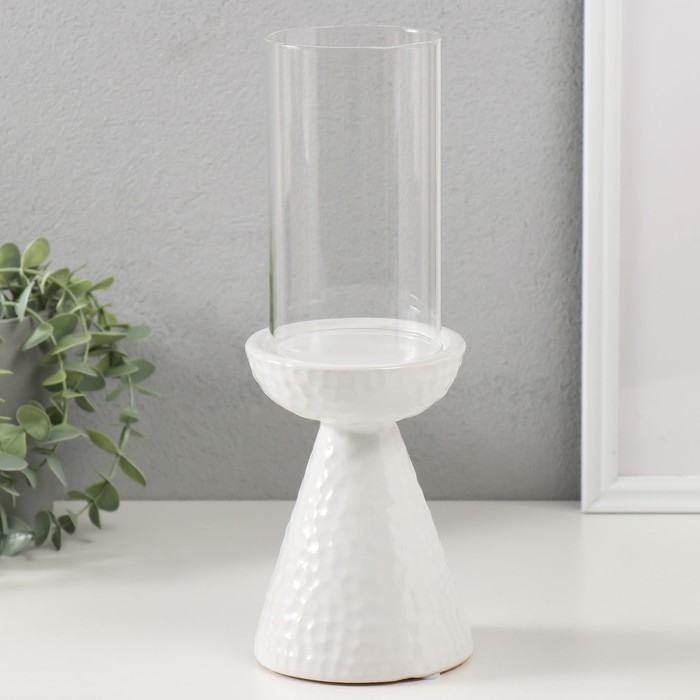 Подсвечник керамика, стекло на 1 свечу Подсвечник керамика, стекло на 1 свечу "Ибис" d=7,5 см белый 10,5х10,5х29,5 см