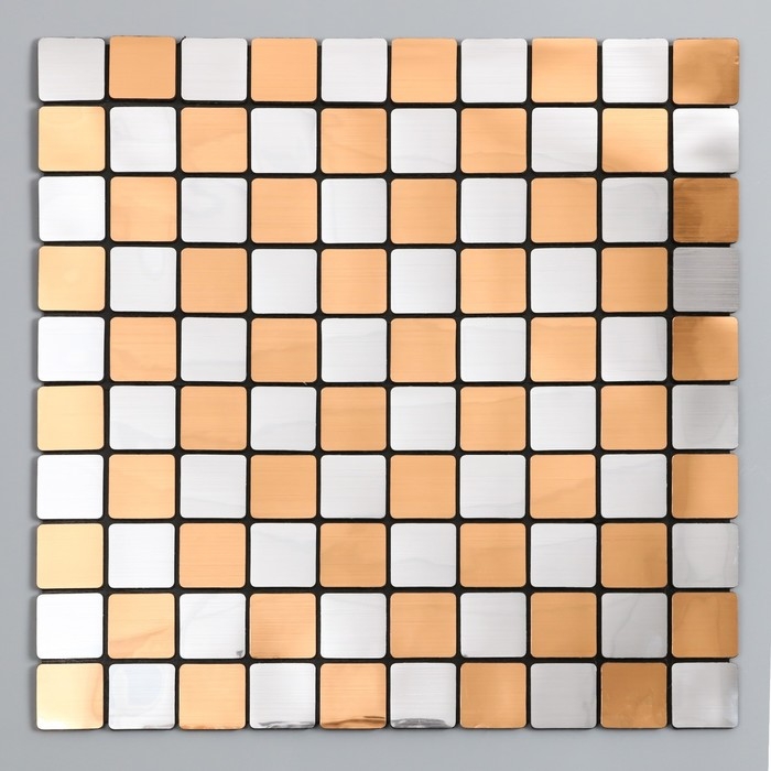 Наклейка интерьерная "Шахматный узор" серебристо-бронзовая 30х30 см